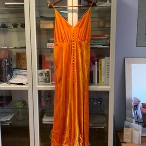 Velvet orange strapless dress